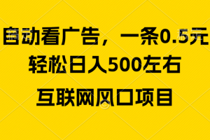 广告收益风口，轻松日入500+新手小白秒上手互联网风口项目