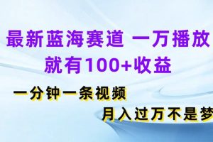 最新蓝海赛道，一万播放就有100+收益，一分钟一条视频月入过万不是梦