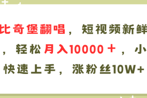 AI比奇堡翻唱歌曲，短视频新鲜赛道，轻松月入10000＋，小白快速上手，涨粉丝10W+