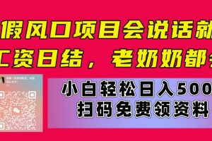 暑假风口项目，会说话就行，工资日结，老奶奶都会，小白轻松日入500+