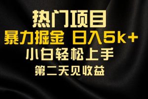热门项目，靠一款软件日入5000+暴力掘金小白轻松上手，第二天见收益