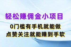 轻松赚佣金小项目，0门槛有手机就能做，点赞关注就能赚到手软