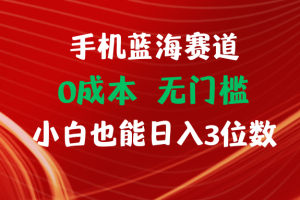 手机蓝海赛道 0成本 无门槛 小白也能日入3位数
