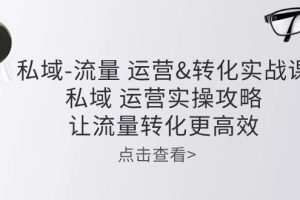 私域-流量 运营转化实操课：私域 运营实操攻略 让流量转化更高效