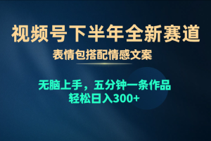 视频号全新赛道，表情包搭配情感文案，无脑上手，五分钟一条作品，轻松日入300+