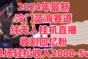 2024年最新冷门蓝海赛道，纯无人挂机直播，收割回忆粉，单场收入轻松2000-5w+