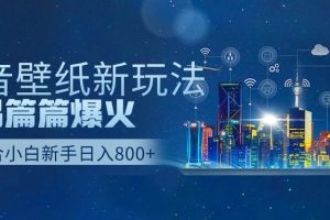 抖音壁纸号新玩法，篇篇流量1w+，每天500+美滋滋。