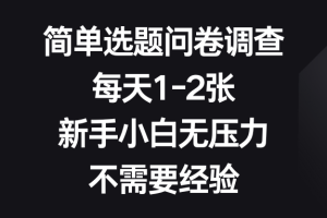 简单选题问卷调查，每天1-2张，新手小白无压力，不需要经验
