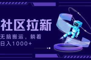 拉新最新社区暴力玩法，无脑搬运，躺着日入1000+