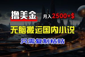 最新撸美金项目，搬运国内小说爽文，只需复制粘贴，稿费月入2500+美金，新手也能快速上手