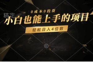 零成本！小白也能上手的项目，轻松日入四位数