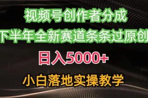 视频号创作者分成最新玩法，日入5000+下半年全新赛道条条过原创，小白轻松上手