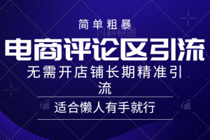 简单粗暴野路子引流，电商平台评论引流大法，无需开店铺长期精准引流，适合懒人有手就行