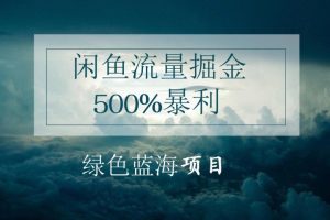 闲鱼流量掘金，500%的暴利绿色蓝海项目，日入过千，月入过万，小白轻松上手，无需剪辑!