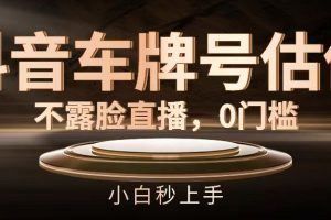 抖音车牌号估值，不露脸直播，0门槛，小白秒上手
