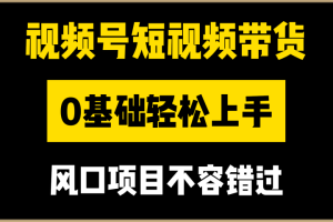 视频号短视频带货，0基础轻松上手，风口项目不容错过