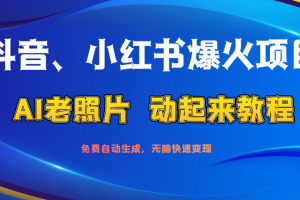 抖音、小红书爆火项目：AI老照片动起来教程，免费自动生成，无脑快速变现，轻松获取流量！