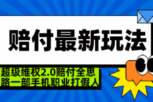  超级维权 2.0 全新玩法 赔 付全思路 职业 打假一部手机搞定日入 4 位数
