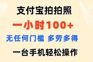 支付宝拍拍照 一小时100+ 无任何门槛  多劳多得 一台手机轻松操做