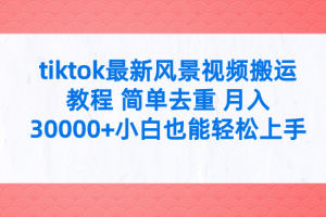tiktok最新风景视频搬运教程 简单去重 月入30000+小白也能轻松上手