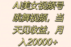 AI美女视频号跳舞视频，当天见收益，月入20000+