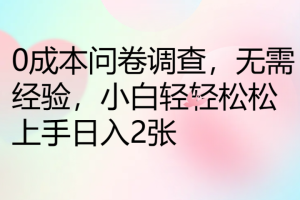 0成本问卷调查，无需经验，小白轻轻松松上手日入2张
