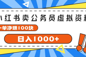 小红书做公务员虚拟资料，一单净赚100，日入1000+