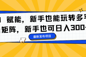 AI 赋能，新手也能玩转多平台矩阵，新手也可日入300+