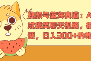 视频号蓝海赛道：AI 生成搞笑聊天视频，操作简便，日入300+的教程
