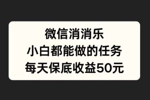 微信消一消，小白都能做的任务，每天收益保底50元