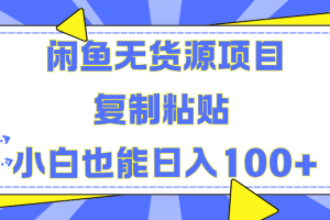 闲鱼无货源项目 复制粘贴 小白也能日入100+