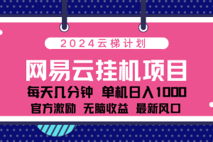 2024网易云云挂机项目！日入1000无脑收益！