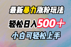 最新暴力涨粉玩法，轻松日入500＋，小白可轻松上手