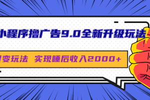 微信小程序撸广告9.0全新升级玩法，日均收益2000+