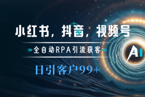 小红书，抖音，视频号主流平台全自动RPA引流获客，日引目标客户500+