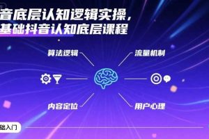 抖音底层认知逻辑实操,零基础抖音认知底层课程