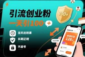 引流创业粉,一天引100+,当天出效果,长期正规,不废号