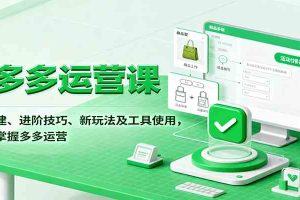 拼多多运营课,入门搭建、进阶技巧、新玩法及工具使用,一站式掌握多多运营