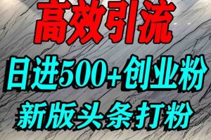 今日头条打创业粉,一篇文章就能引流几百个精准创业粉,日进500+精准流量